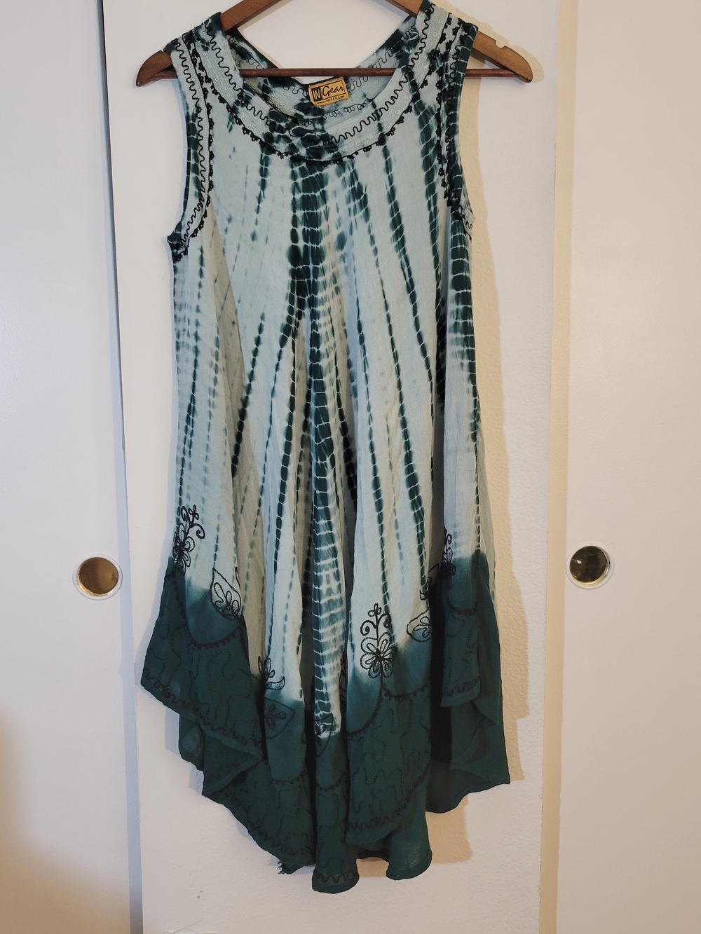 in Gear Green Tie-Dye Layered Sleeveless Dress